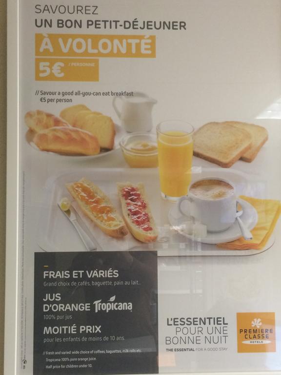 Premiere Classe Evreux Exterior photo Breakfast menu